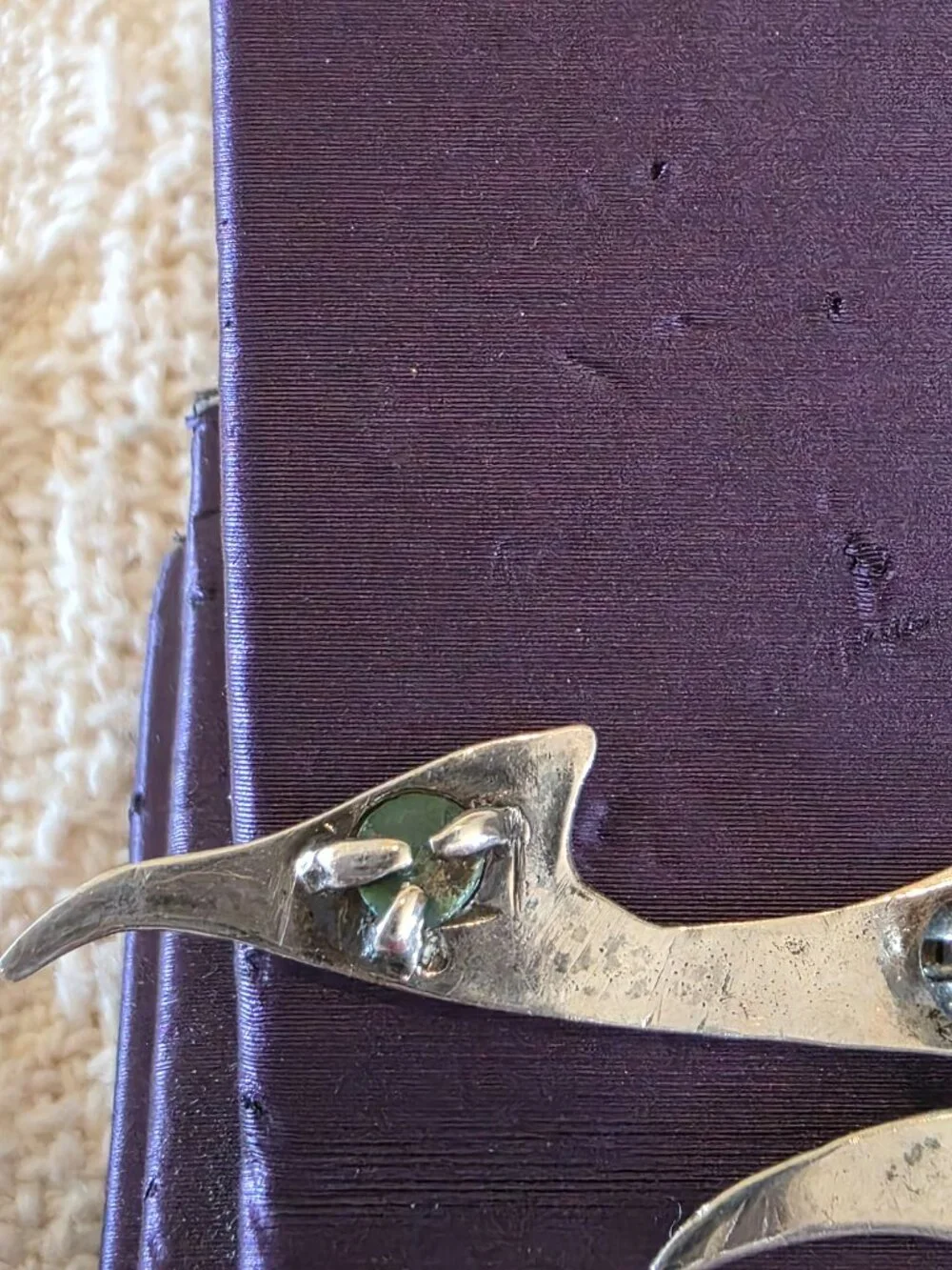 Vintage Handcrafted Sterling Silver ROADRUNNER Pin Gemstone Eye Accent